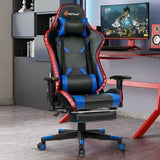 Massage Racing Gaming Chair  Chair with RGB LED Lights-Blue - Color: Blue