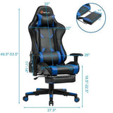 Massage Racing Gaming Chair  Chair with RGB LED Lights-Blue - Color: Blue