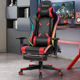 Massage Racing Gaming Chair  Chair with RGB LED Lights-Red - Color: Red