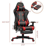 Massage Racing Gaming Chair  Chair with RGB LED Lights-Red - Color: Red