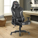 Reclining Swive Massage Gaming Chair-Gray - Color: Gray