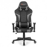 Reclining Swive Massage Gaming Chair-Gray - Color: Gray