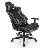 Reclining Swive Massage Gaming Chair-Gray - Color: Gray