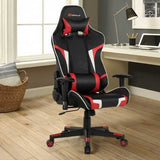 Reclining Swive Massage Gaming Chair-Red - Color: Red