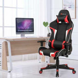 Reclining Swive Massage Gaming Chair-Red - Color: Red