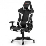 Reclining Swive Massage Gaming Chair-White - Color: White