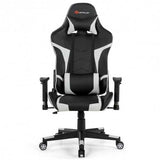 Reclining Swive Massage Gaming Chair-White - Color: White