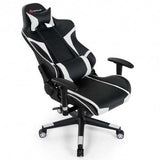 Reclining Swive Massage Gaming Chair-White - Color: White