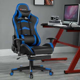 Massage Gaming Chair with Footrest-Blue