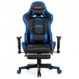 Massage Gaming Chair with Footrest-Blue