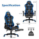 Massage Gaming Chair with Footrest-Blue