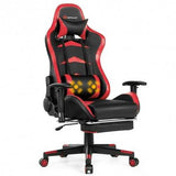 Massage Gaming Chair with Footrest-Red