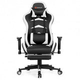 Massage Gaming Chair with Footrest-White